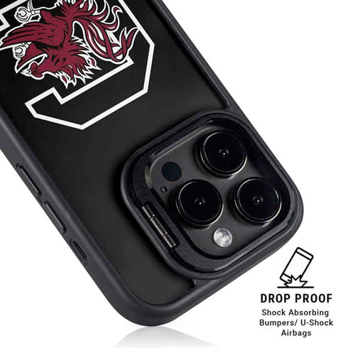 University of South Carolina Gamecocks Logo Black iPhone 15 Pro Kickstand Case